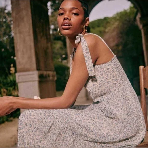 Sézane Phily Maxi Dress in Blue Floral Print FR 38 / US 6 - Picture 9 of 15